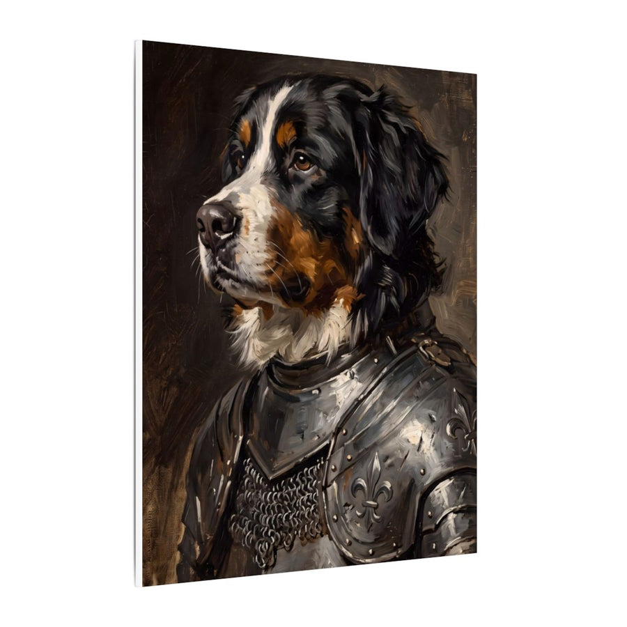 Bernese Mountain Dog Medieval Knight canvas print by Tritan, side