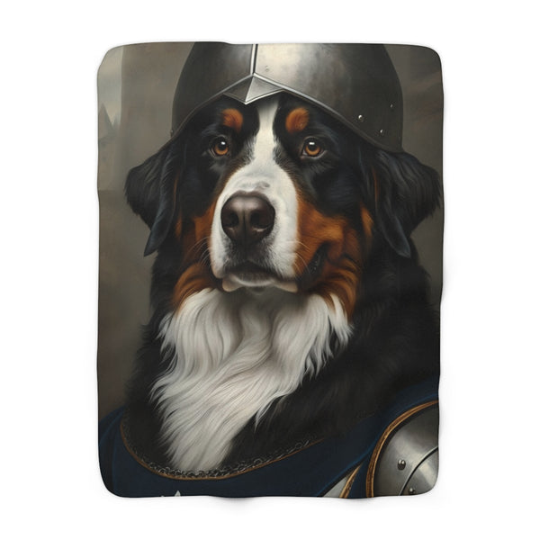 Bernese Mountain Dog Medieval Knight Portrait Regal Throw Blanket | Premium Dog Prints | Tritan