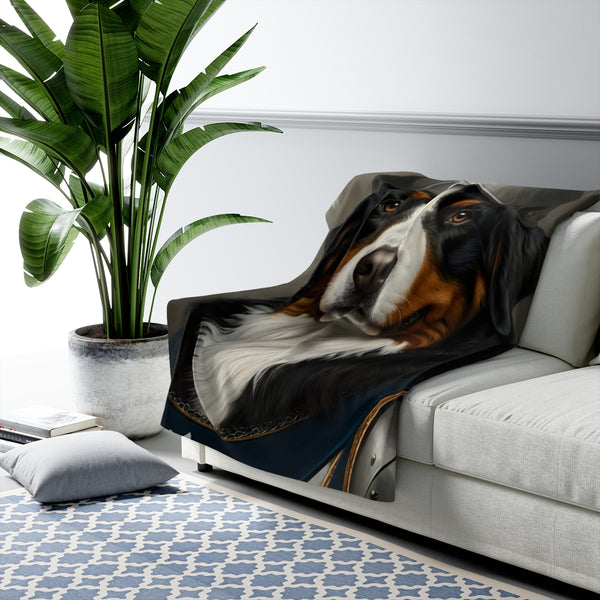 Bernese Mountain Dog Medieval Knight Portrait Regal Throw Blanket | Premium Dog Prints | Tritan — Lifestyle View