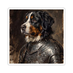 Bernese Mountain Dog Medieval Knight vinyl sticker by Tritan, front