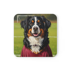 Bernese Mountain Dog Oil Painting Soccer Portrait Coaster - Berner Dog Lover Gift, Pet Portrait Decor