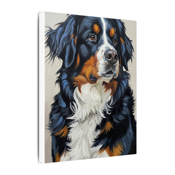 Bernese Mountain Dog Oil Portrait Canvas Wall Art, Regal Berner Gift for Dog Lovers, Pet Decor