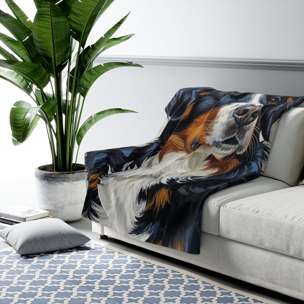 Bernese Mountain Dog Oil Portrait Regal Throw Blanket | Premium Dog Prints | Tritan — Lifestyle View