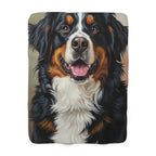 Bernese Mountain Dog Oil Portrait sherpa blanket by Tritan, front