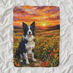 Border Collie Acrylic sherpa blanket by Tritan, angled view