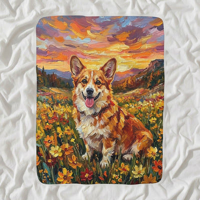 Corgi Acrylic Sherpa Fleece Blanket, Colorful Dog Art, Corgi Lover Gift