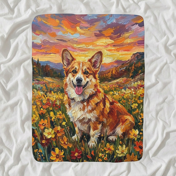 Corgi Acrylic Sherpa Fleece Blanket, Colorful Dog Art, Corgi Lover Gift