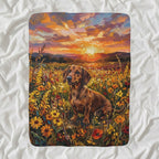 Dachshund Acrylic sherpa blanket by Tritan, angled view