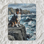 Australian Shepherd Acrylic sherpa blanket by Tritan, angled view