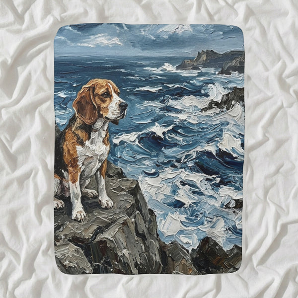 Beagle Acrylic Sherpa Fleece Blanket, Colorful Dog Art, Beagle Lover Gift