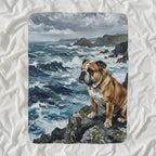 English Bulldog Acrylic sherpa blanket by Tritan, angled view