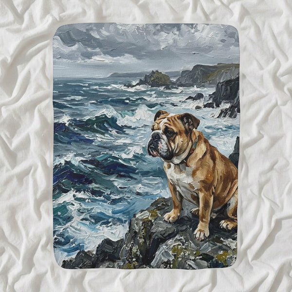 English Bulldog Acrylic Sherpa Fleece Blanket, Colorful Dog Art, English Bulldog Lover Gift