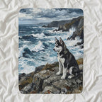 Siberian Husky Acrylic sherpa blanket by Tritan, angled view