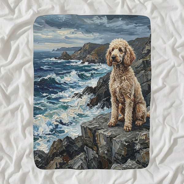Poodle Acrylic Sherpa Fleece Blanket, Colorful Dog Art, Poodle Lover Gift