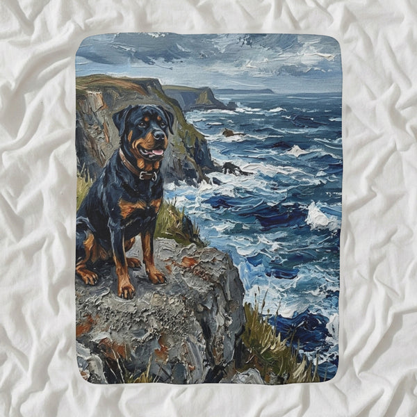 Rottweiler Acrylic Sherpa Fleece Blanket, Colorful Dog Art, Rottweiler Lover Gift