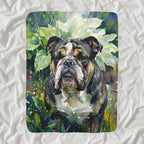 English Bulldog Watercolor sherpa blanket by Tritan, angled view
