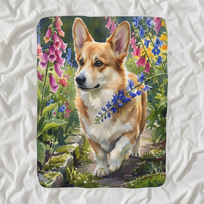 Corgi Watercolor Sherpa Fleece Blanket, Soft Dog Painting, Corgi Lover Gift