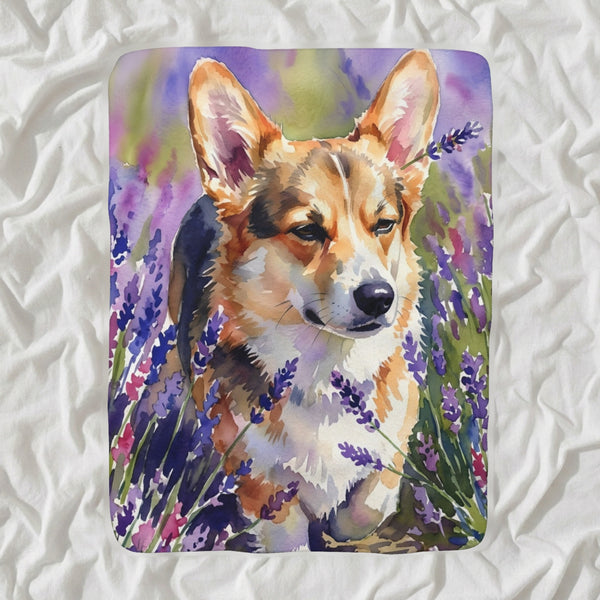 Corgi Watercolor Sherpa Fleece Blanket, Soft Dog Painting, Corgi Lover Gift