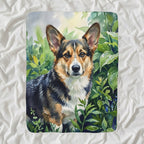 Corgi Watercolor sherpa blanket by Tritan, angled view