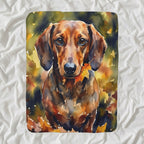 Dachshund Watercolor sherpa blanket by Tritan, angled view