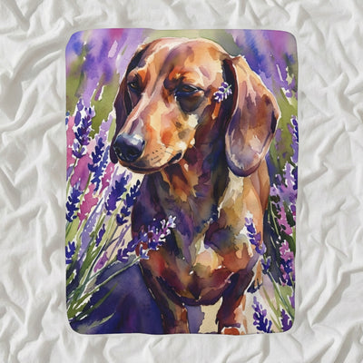 Dachshund Watercolor Sherpa Fleece Blanket, Soft Dog Painting, Dachshund Lover Gift