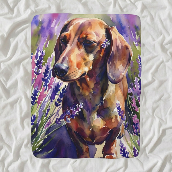 Dachshund Watercolor Sherpa Fleece Blanket, Soft Dog Painting, Dachshund Lover Gift