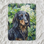 Dachshund Watercolor sherpa blanket by Tritan, angled view