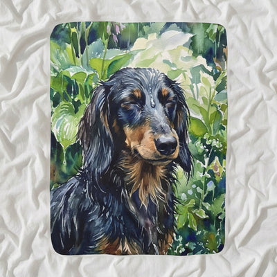 Dachshund Watercolor Sherpa Fleece Blanket, Soft Dog Painting, Dachshund Lover Gift