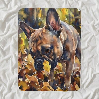 French Bulldog Watercolor Sherpa Fleece Blanket, Soft Dog Painting, French Bulldog Lover Gift