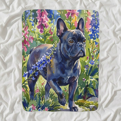 French Bulldog Watercolor Sherpa Fleece Blanket, Soft Dog Painting, French Bulldog Lover Gift