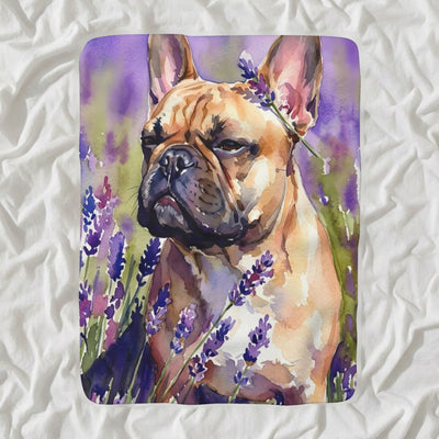French Bulldog Watercolor Sherpa Fleece Blanket, Soft Dog Painting, French Bulldog Lover Gift