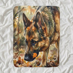 German Shepherd Watercolor sherpa blanket by Tritan, angled view