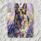 German Shepherd Watercolor sherpa blanket by Tritan, angled view