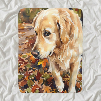 Golden Retriever Watercolor Sherpa Fleece Blanket, Soft Dog Painting, Golden Retriever Lover Gift