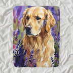 Golden Retriever Watercolor sherpa blanket by Tritan, angled view
