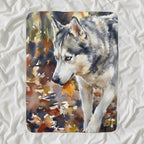 Siberian Husky Watercolor sherpa blanket by Tritan, angled view