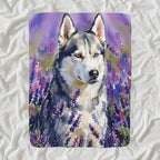 Siberian Husky Watercolor sherpa blanket by Tritan, angled view