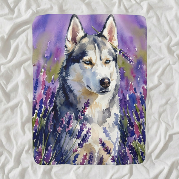 Siberian Husky Watercolor Sherpa Fleece Blanket, Soft Dog Painting, Siberian Husky Lover Gift