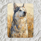 Siberian Husky Watercolor sherpa blanket by Tritan, angled view