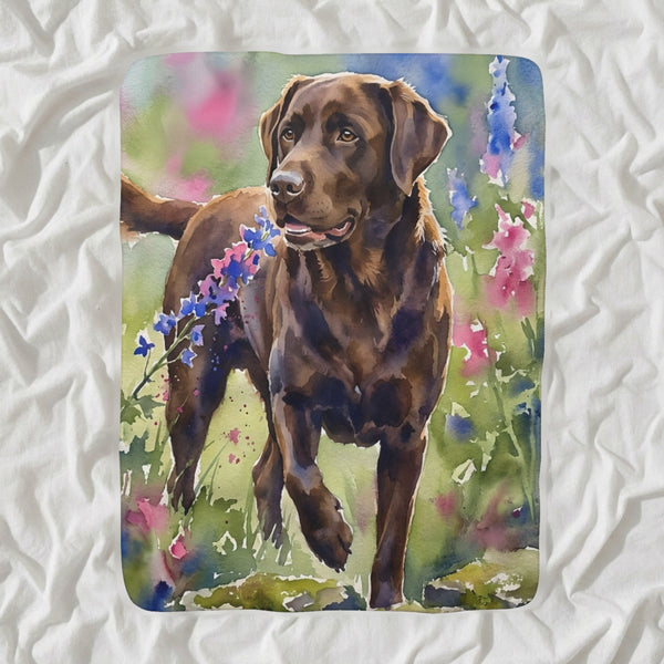 Labrador Retriever Watercolor Sherpa Fleece Blanket, Soft Dog Painting, Labrador Retriever Lover Gift
