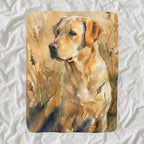 Labrador Retriever Watercolor sherpa blanket by Tritan, angled view