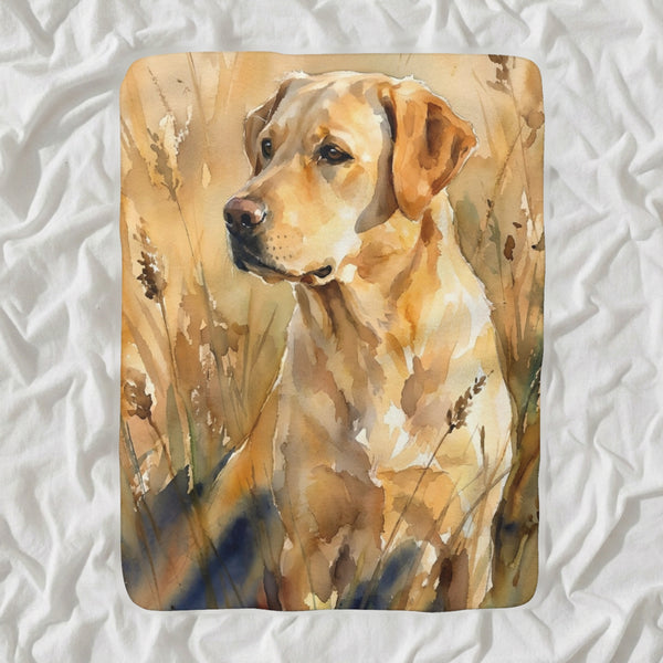 Labrador Retriever Watercolor Sherpa Fleece Blanket, Soft Dog Painting, Labrador Retriever Lover Gift
