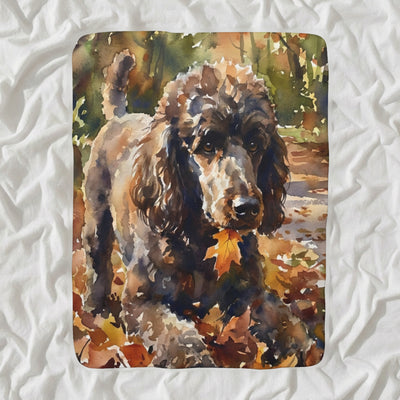 Poodle Watercolor Sherpa Fleece Blanket, Soft Dog Painting, Poodle Lover Gift