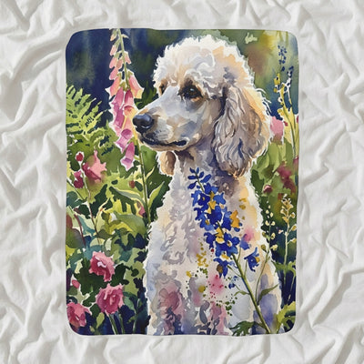 Poodle Watercolor Sherpa Fleece Blanket, Soft Dog Painting, Poodle Lover Gift