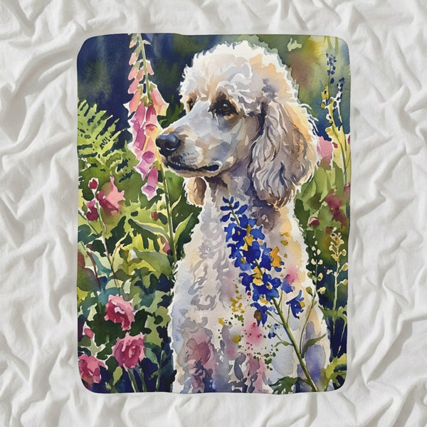 Poodle Watercolor Sherpa Fleece Blanket, Soft Dog Painting, Poodle Lover Gift