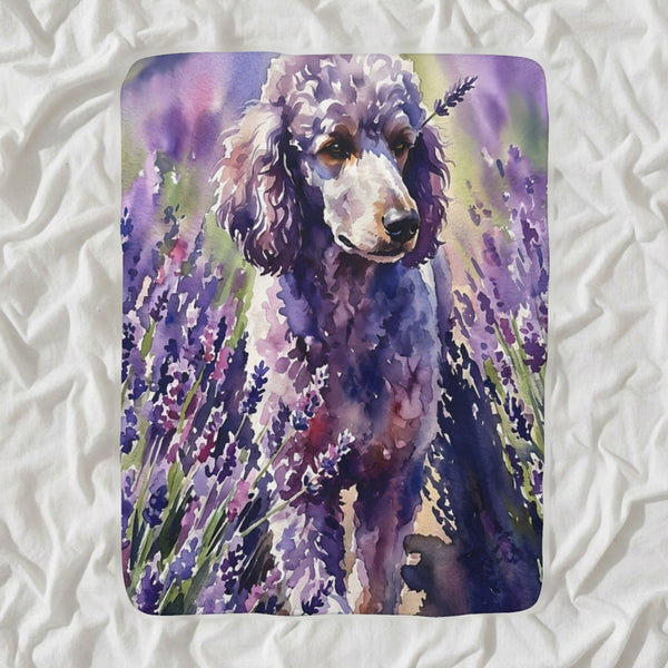Poodle Watercolor Sherpa Fleece Blanket, Soft Dog Painting, Poodle Lover Gift