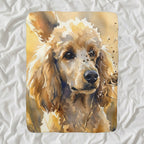 Poodle Watercolor sherpa blanket by Tritan, angled view