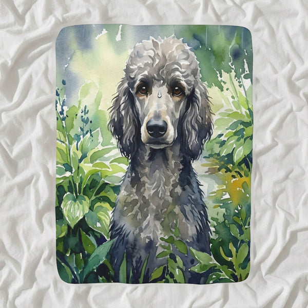 Poodle Watercolor Sherpa Fleece Blanket, Soft Dog Painting, Poodle Lover Gift