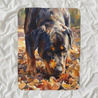 Rottweiler Watercolor sherpa blanket by Tritan, angled view