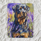 Rottweiler Watercolor sherpa blanket by Tritan, angled view